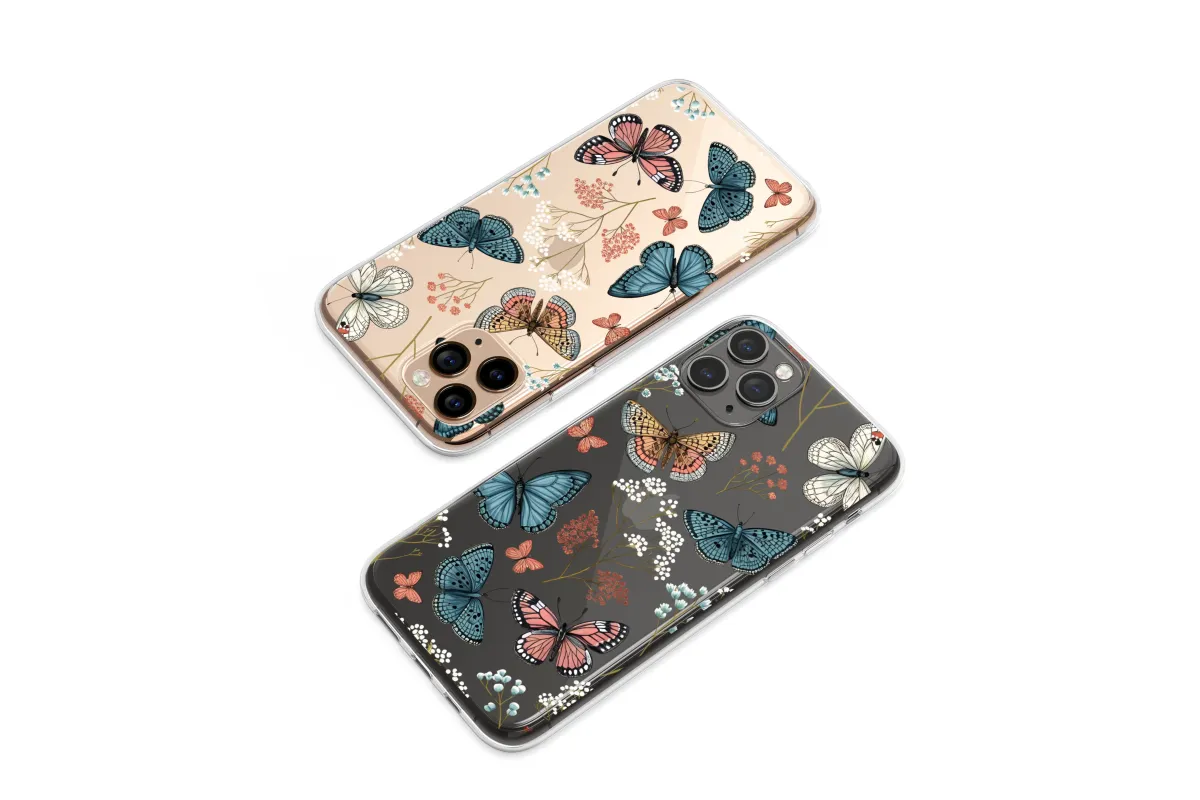 Clear Enchanted Butterfly Glitch Garden Phone Case iPhone Samsung Cover Pixel 7702 - Image 1