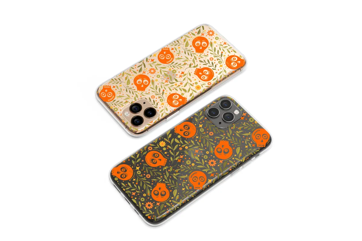 Clear Enchanted Floral Skull Garden Phone Case iPhone Samsung Cover Pixel 6200 - Image 1
