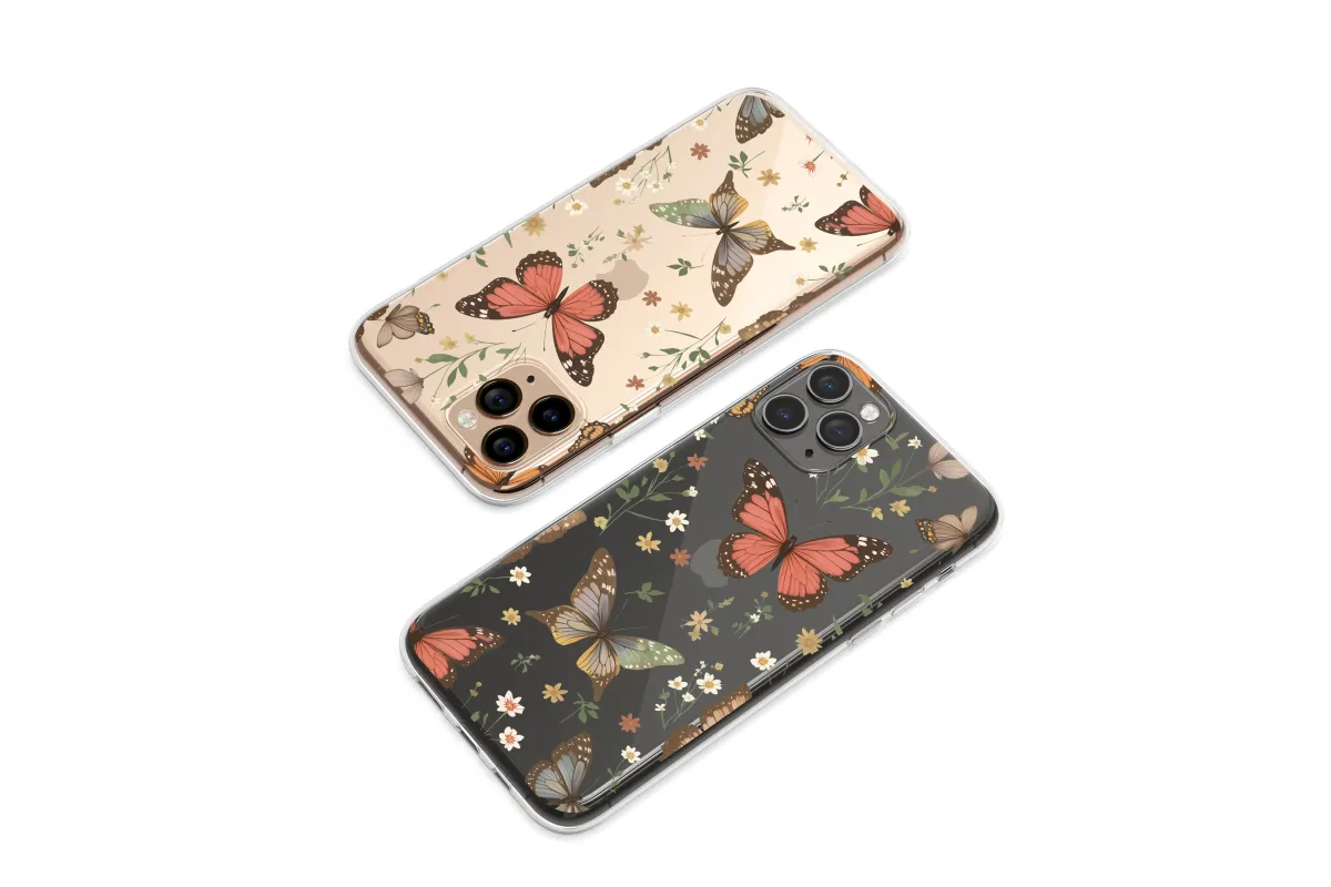 Clear Enchanted Midnight Butterfly Garden Art Phone Case iPhone Samsung Cover Pixel 7173 - Image 1
