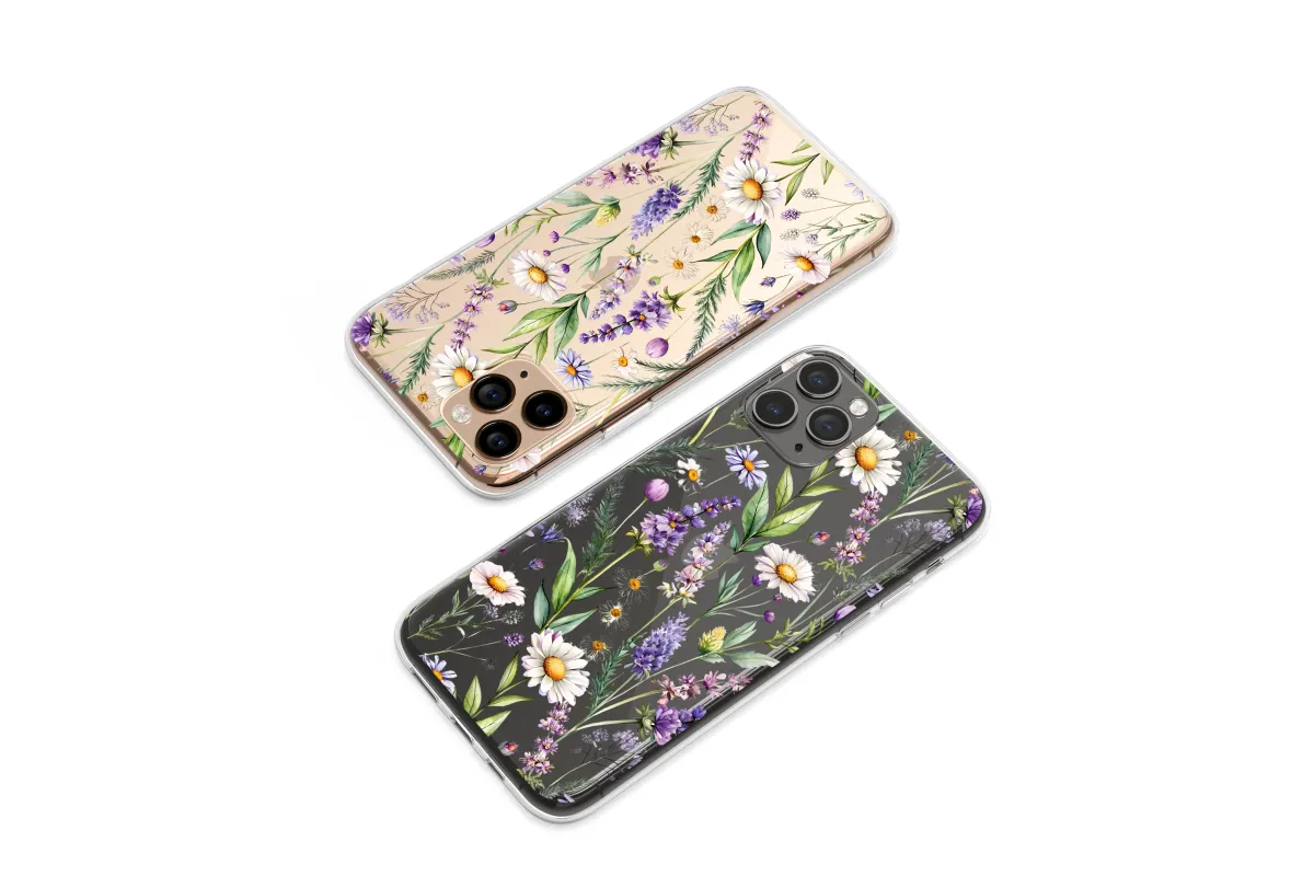 Clear Enchanted Midnight Wildflower Garden Phone Case iPhone Samsung Cover Pixel 7560 - Image 1