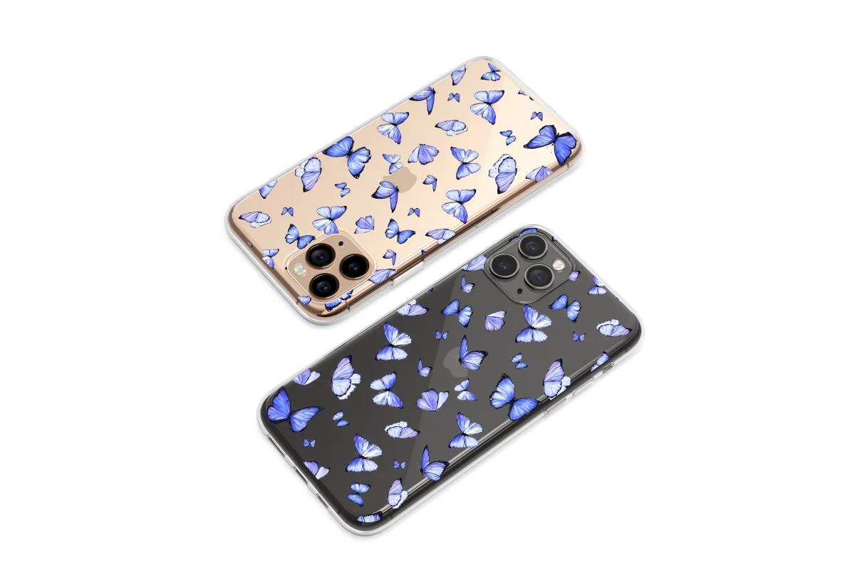 Clear Ethereal Blue Butterfly Dream Phone Case iPhone Samsung Cover Pixel 7246 - Image 1