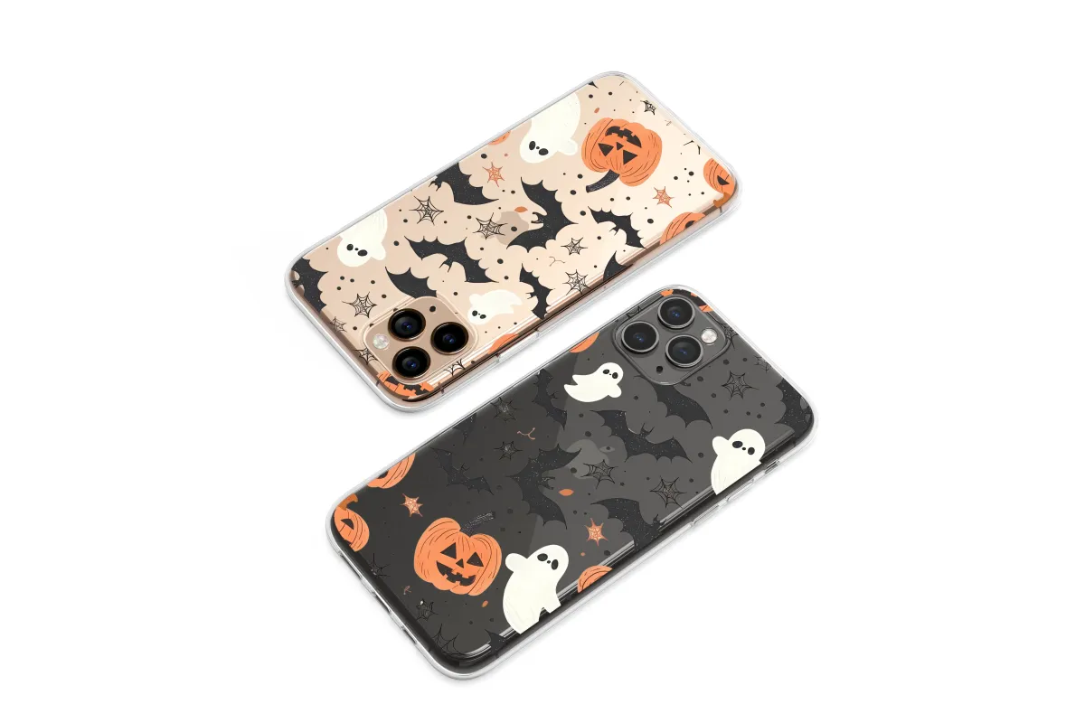 Clear Friendly Haunts & Pumpkin Smiles Phone Case iPhone Samsung Cover Pixel 6984 - Image 1