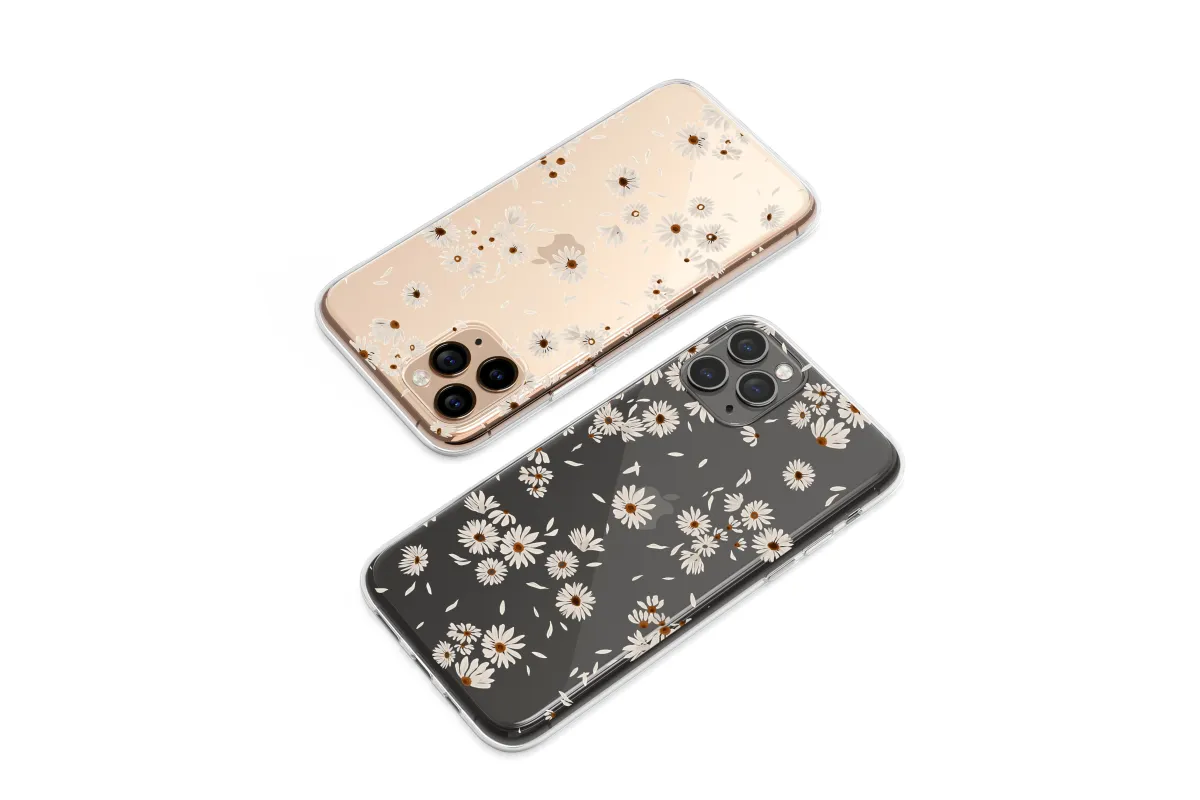 Clear Gentle Daisy Petal Fall Phone Case iPhone Samsung Cover Pixel 6205 - Image 1