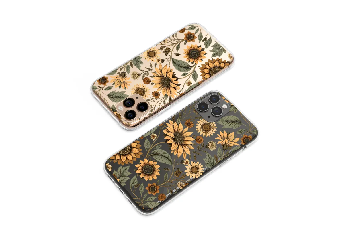 Clear Gilded Autumn Floral Noir Phone Case iPhone Samsung Cover Pixel 6891 - Image 1