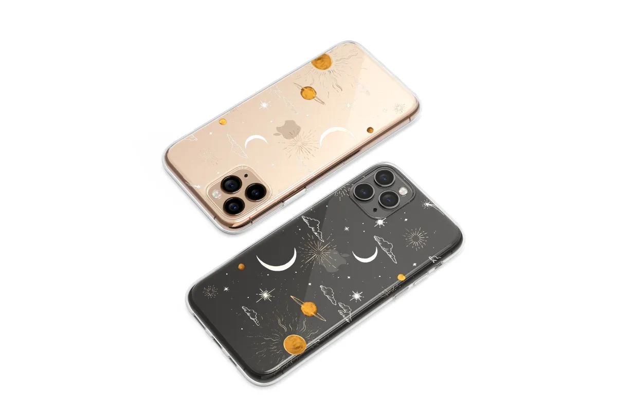 Clear Golden Celestial Wonders Phone Case iPhone Samsung Cover Pixel 6202 - Image 1