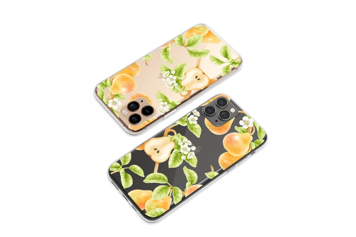 Clear Golden Pear Orchard Blossom Art Phone Case iPhone Samsung Cover Pixel 7626 - Image 1