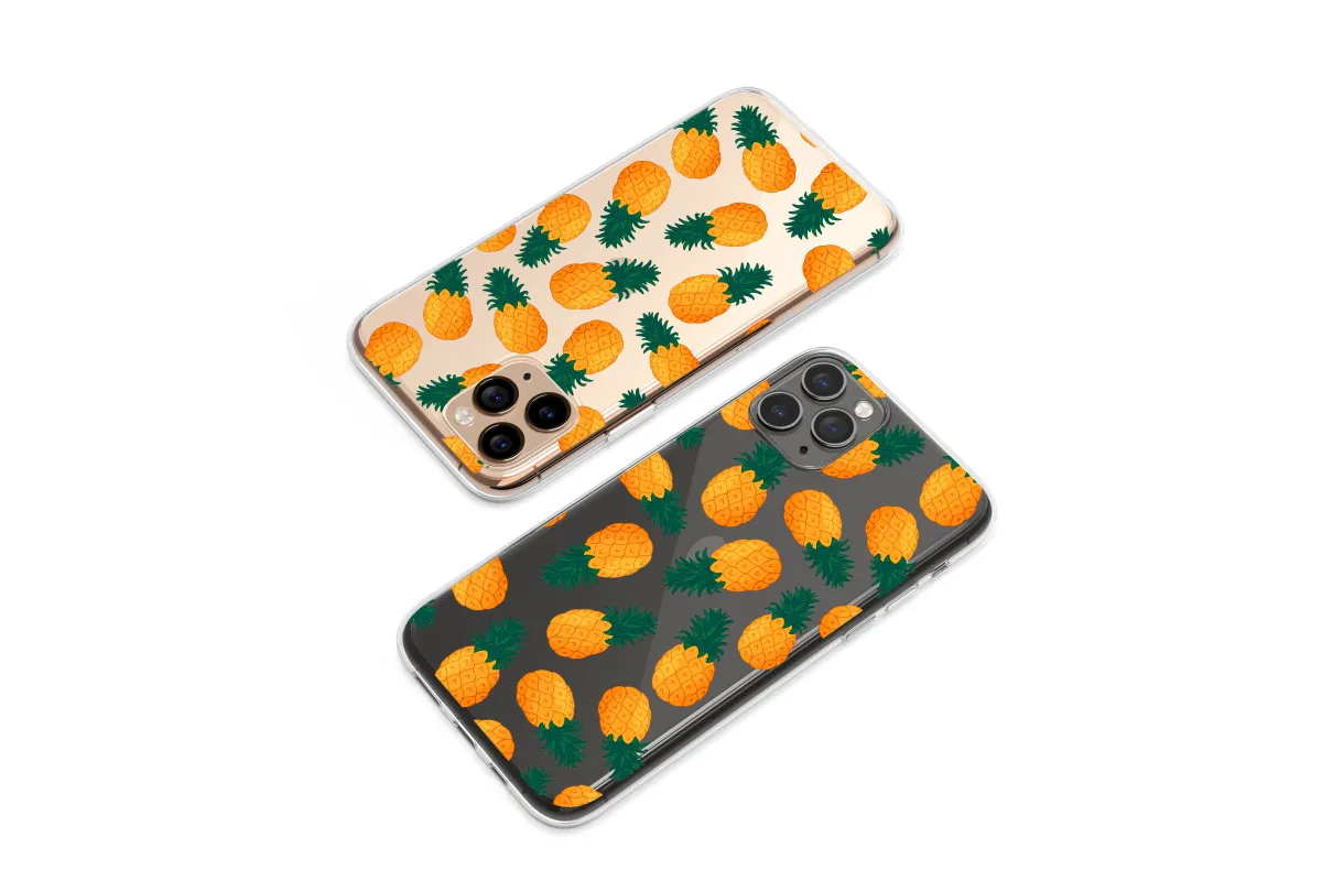 Clear Golden Pineapple Pop Pattern Art Phone Case iPhone Samsung Cover Pixel 7683 - Image 1