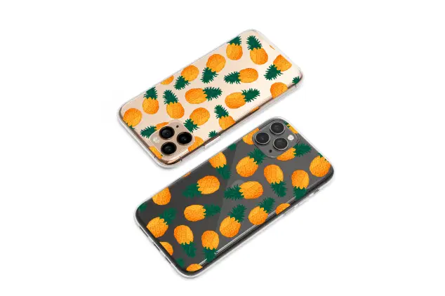 Clear Golden Pineapple Pop Pattern Art Phone Case iPhone Samsung Cover Pixel 7683