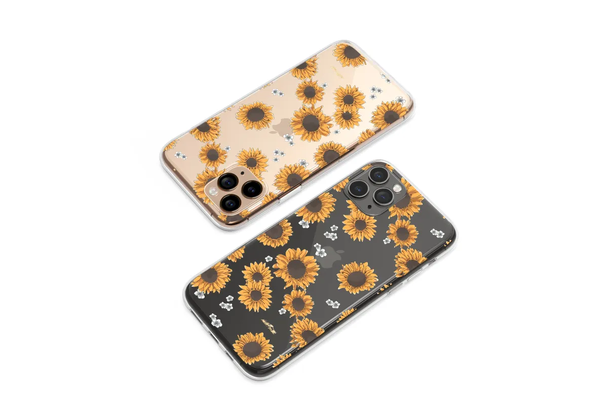 Clear Golden Sunflower Midnight Garden Art Phone Case iPhone Samsung Cover Pixel 7174 - Image 1