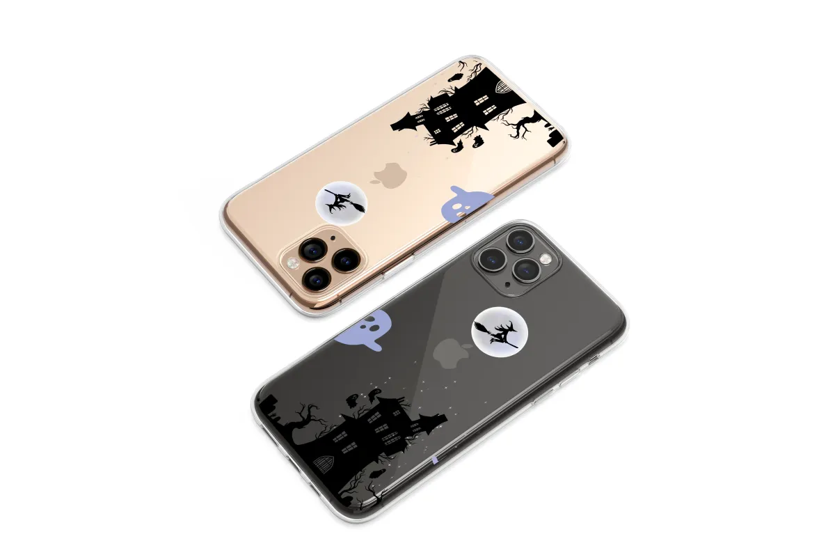 Clear Haunted Midnight Witch Flight Art Phone Case iPhone Samsung Cover Pixel 6992 - Image 1