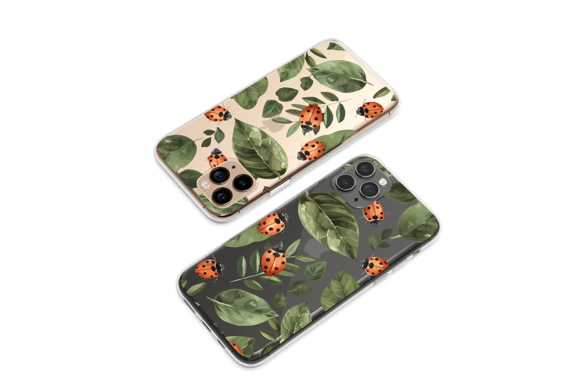 Clear Lucky Ladybug Emerald Garden Dance Phone Case iPhone Samsung Cover Pixel 7167 - Image 1
