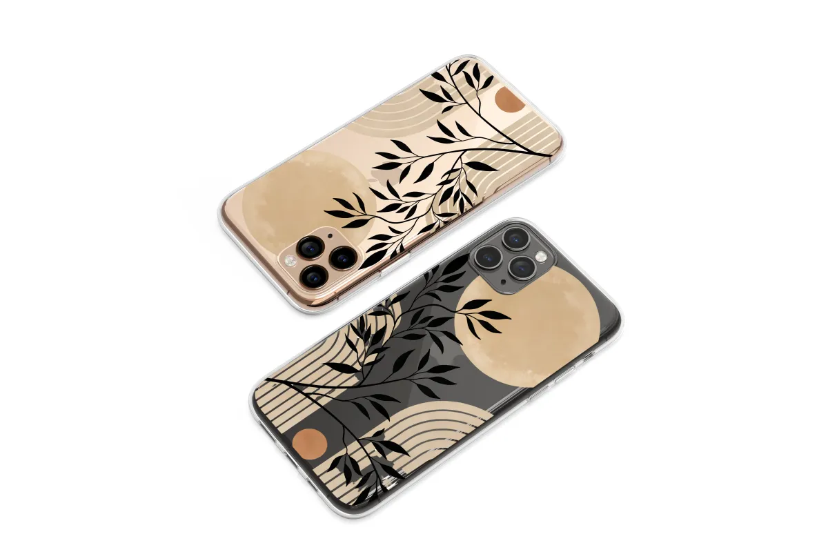 Clear Lunar Sanctuary with Shadowed Leaves Phone Case iPhone Samsung Cover Pixel 6457 - Image 1