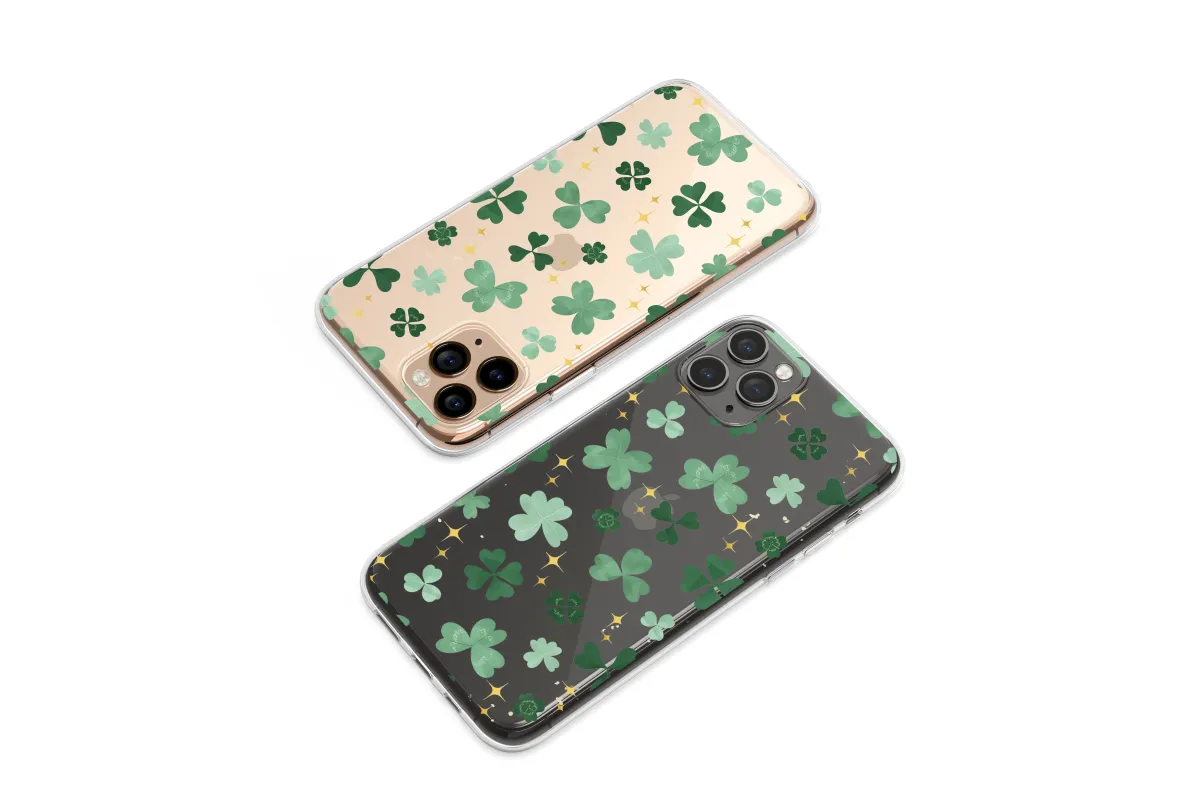 Clear Magical Lucky Clover & Stars Phone Case iPhone Samsung Cover Pixel 7165 - Image 1
