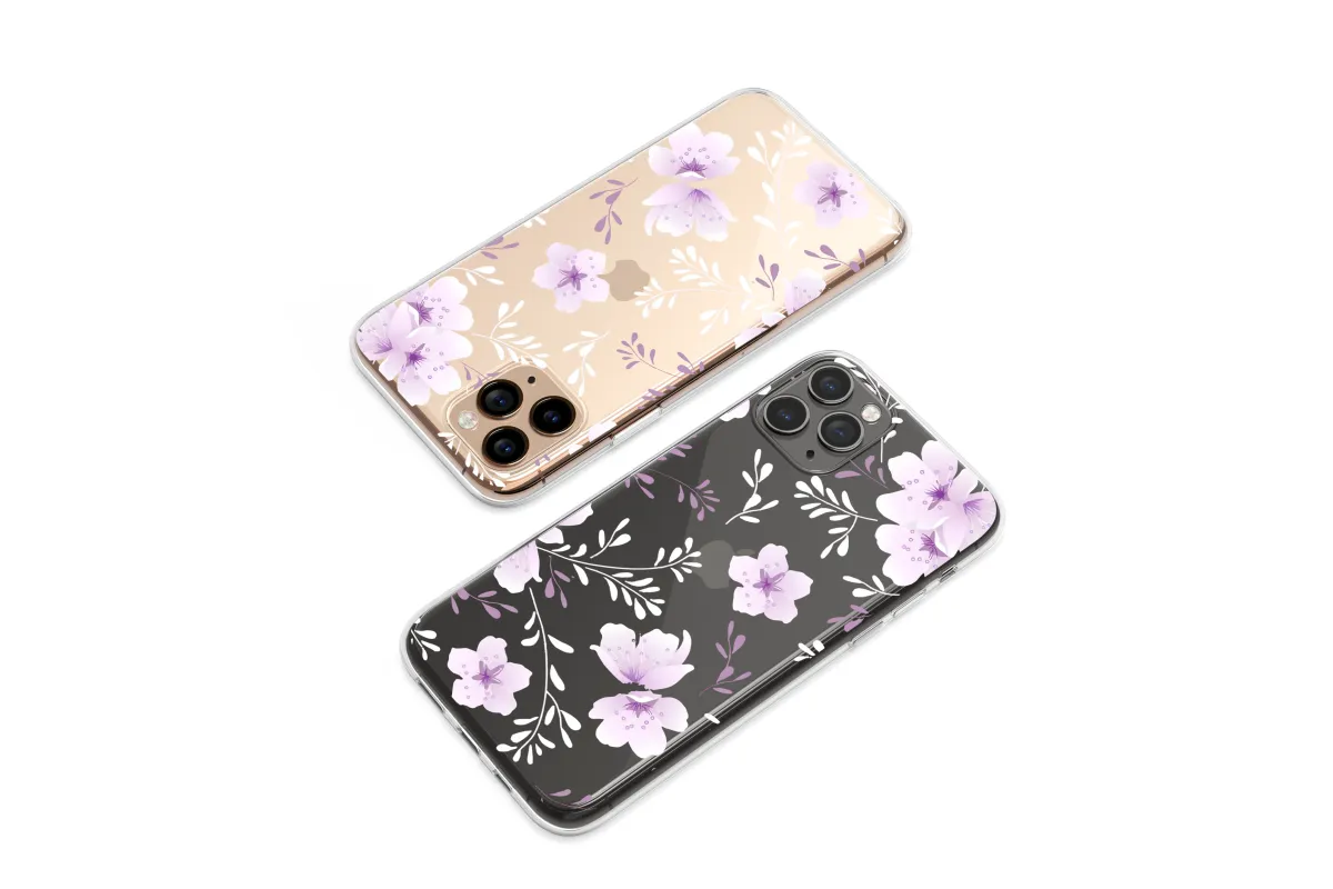 Clear Midnight Bloom Lavender Floral Art Phone Case iPhone Samsung Cover Pixel 7247 - Image 1
