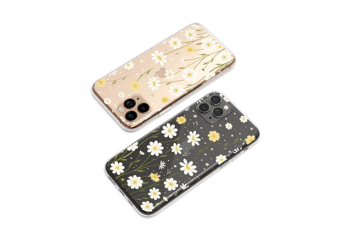 Clear Midnight Daisy Dream Floral Art Phone Case iPhone Samsung Cover Pixel 7241 - Image 1