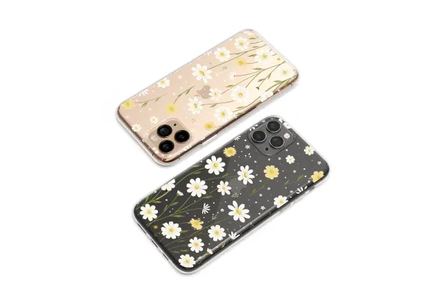 Clear Midnight Daisy Dream Floral Art Phone Case iPhone Samsung Cover Pixel 7241