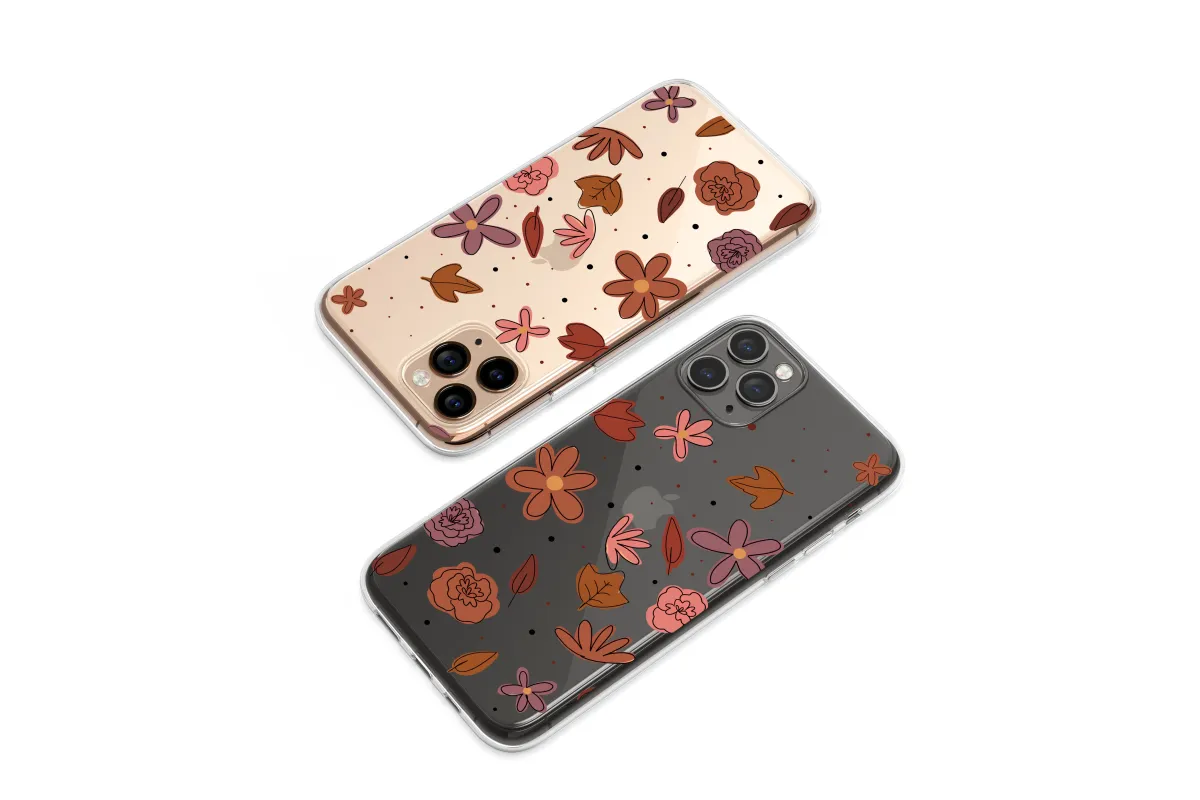 Clear Midnight Floral Cascade Phone Case iPhone Samsung Cover Pixel 6590 - Image 1