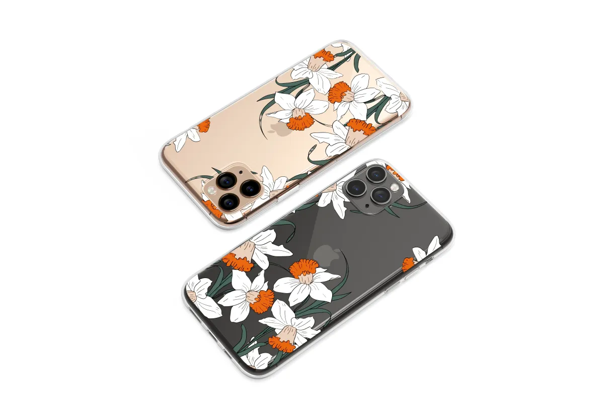 Clear Midnight Garden Daffodil Bloom Phone Case iPhone Samsung Cover Pixel 7017 - Image 1