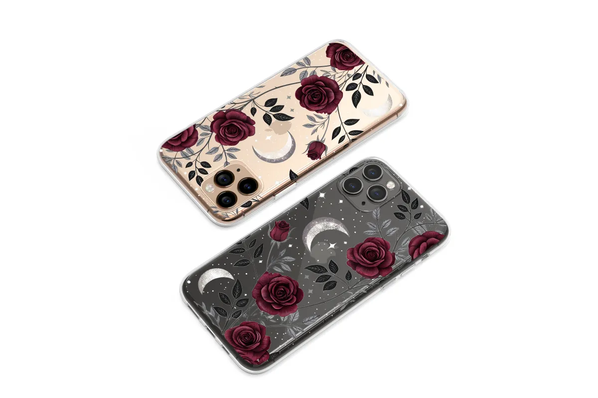 Clear Midnight Garden of Lunar Roses Phone Case iPhone Samsung Cover Pixel 6224 - Image 1