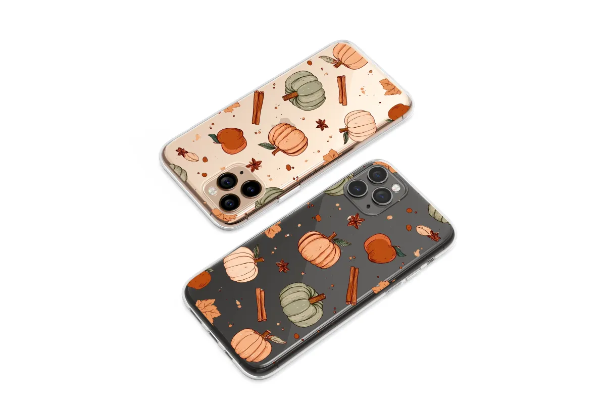 Clear Midnight Harvest Pumpkin Spice Art Phone Case iPhone Samsung Cover Pixel 7554 - Image 1