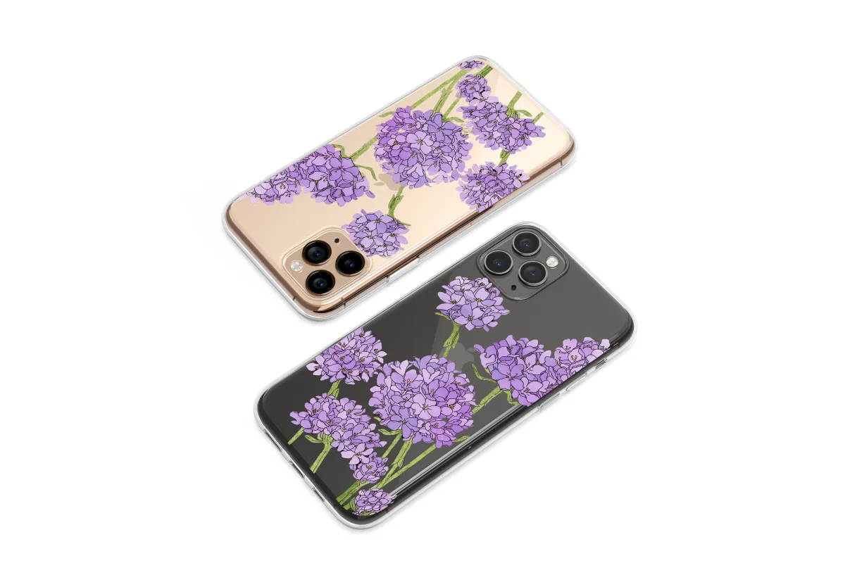 Clear Midnight Lilac Garden Floral Art Phone Case iPhone Samsung Cover Pixel 8014 - Image 1