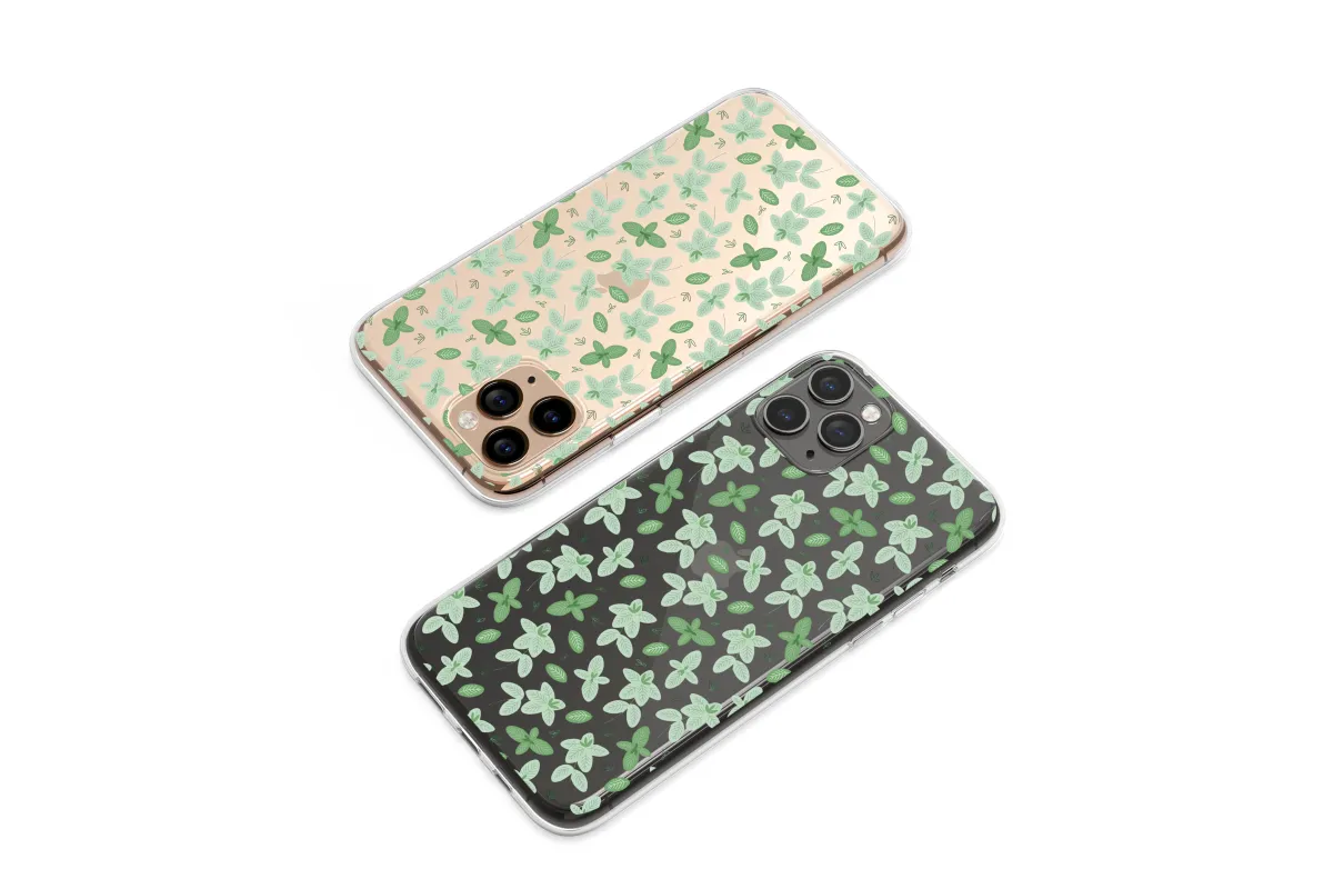Clear Midnight Mint Glitch Garden Pattern Phone Case iPhone Samsung Cover Pixel 7945 - Image 1