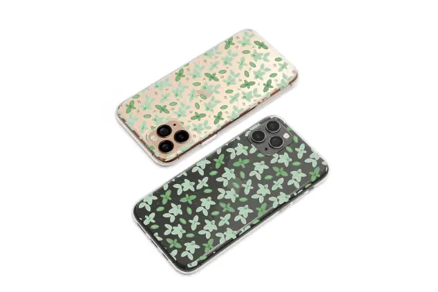 Clear Midnight Mint Glitch Garden Pattern Phone Case iPhone Samsung Cover Pixel 7945