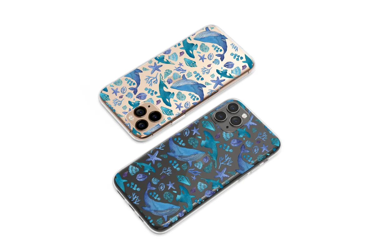Clear Midnight Ocean Watercolor Harmony Phone Case iPhone Samsung Cover Pixel 7515 - Image 1