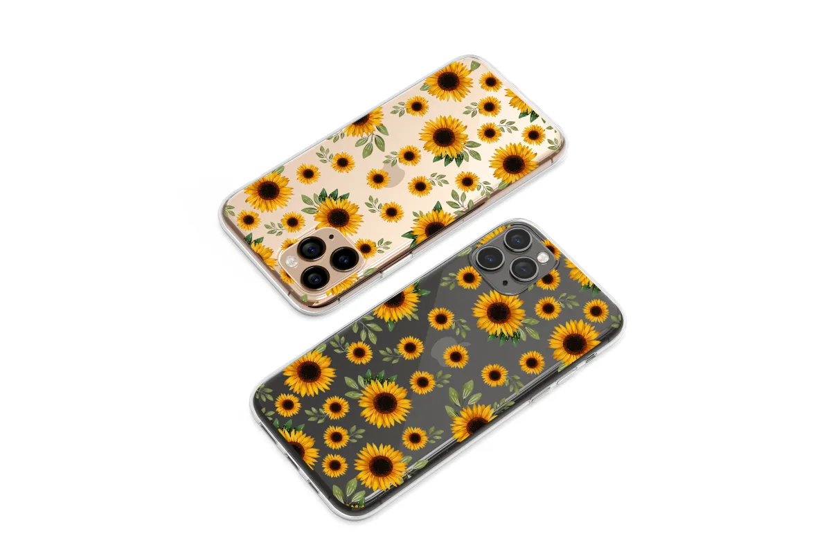 Clear Midnight Sunflower Garden Floral Art Phone Case iPhone Samsung Cover Pixel 7175 - Image 1