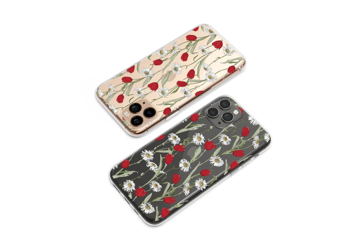 Clear Midnight Tulip and Daisy Dance Phone Case iPhone Samsung Cover Pixel 7234 - Image 1