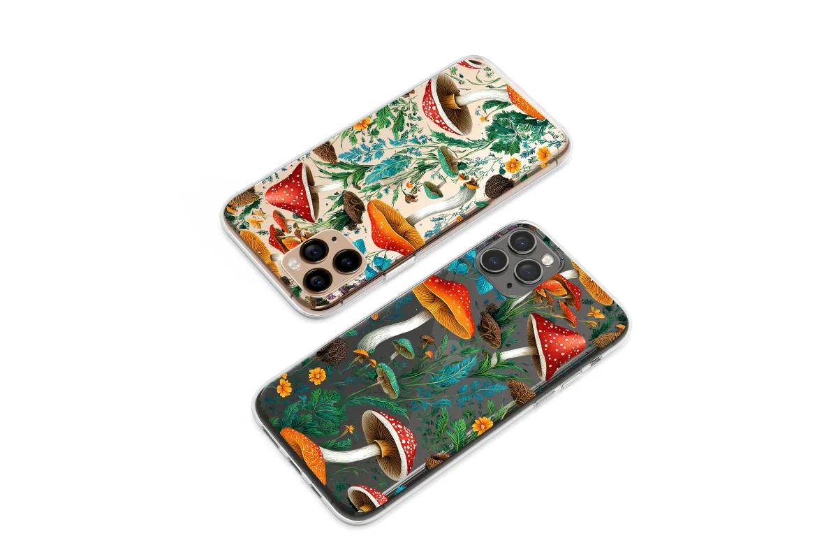 Clear Mystical Midnight Fungi Botanical Art Phone Case iPhone Samsung Cover Pixel 7406 - Image 1