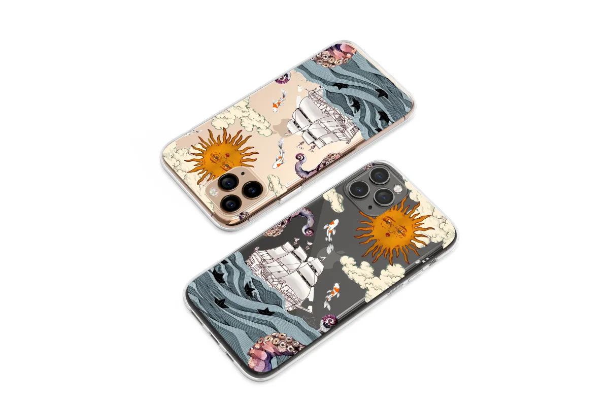 Clear Mythical Voyage of the Celestial Sea Phone Case iPhone Samsung Cover Pixel 7411 - Image 1