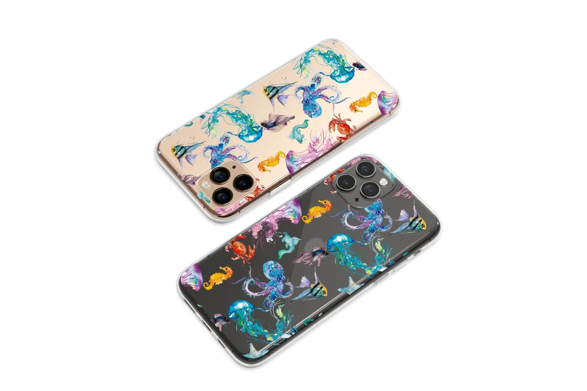 Clear Oceanic Watercolor Dreamscape Art Phone Case iPhone Samsung Cover Pixel 7539 - Image 1