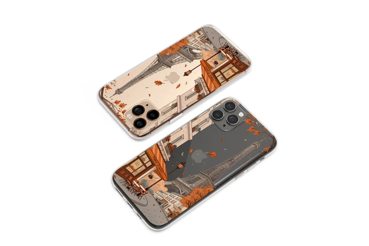 Clear Parisian Autumn Cafe Dream Scene Phone Case iPhone Samsung Cover Pixel 7861 - Image 1