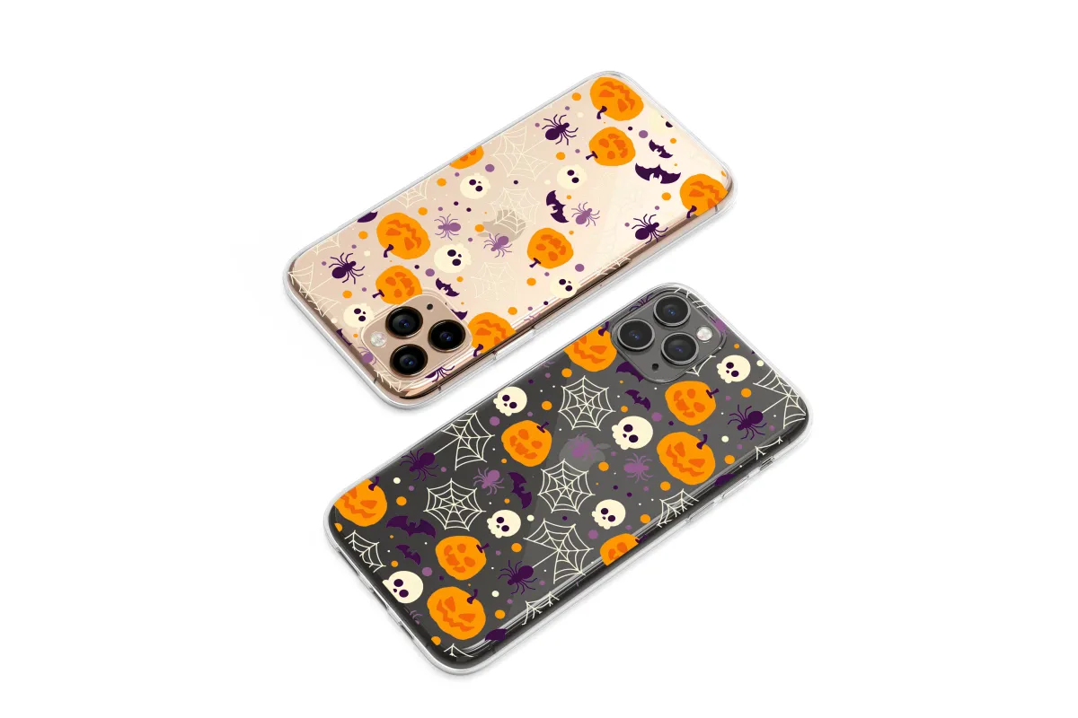 Clear Retro Spooky Season Pixel Art Phone Case iPhone Samsung Cover Pixel 7463 - Image 1