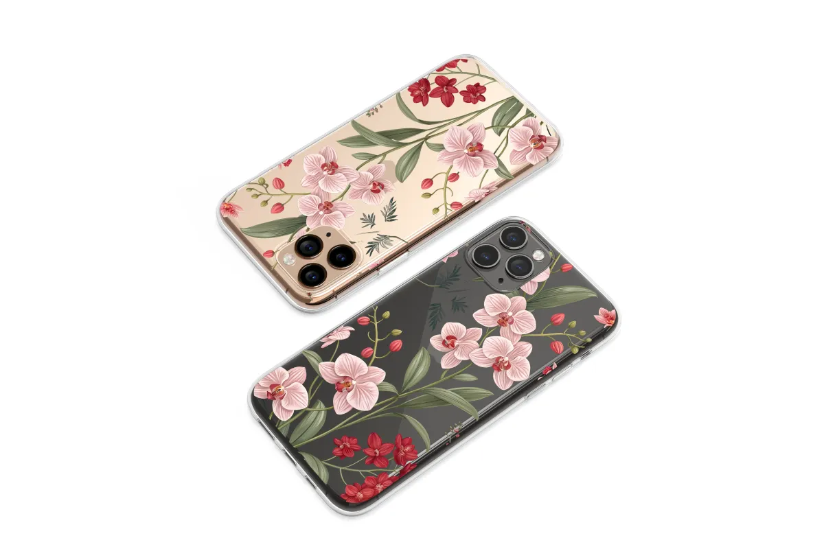 Clear Romantic Midnight Orchid Bloom Art Phone Case iPhone Samsung Cover Pixel 7051 - Image 1