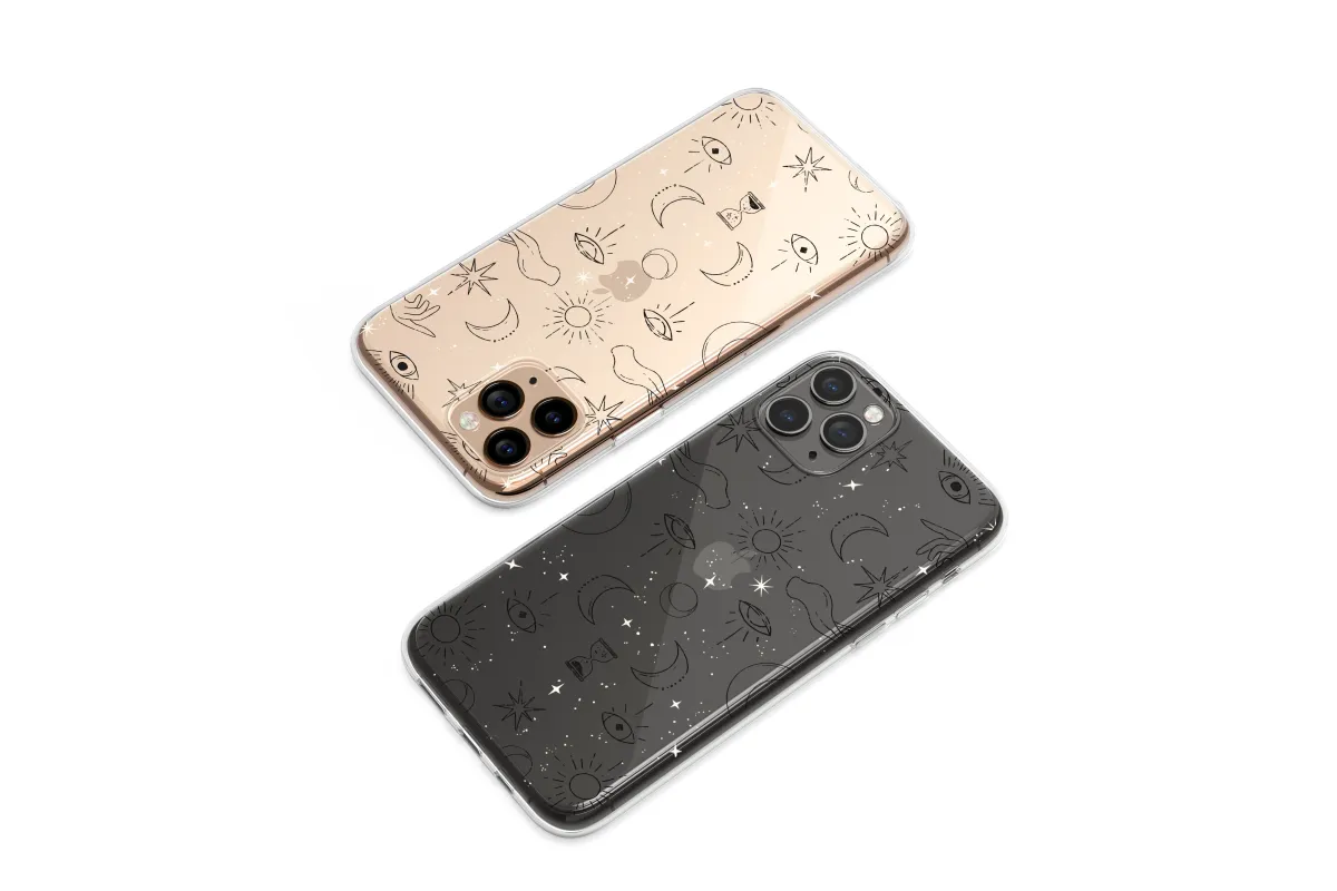 Clear Sacred Celestial Night Symbols Phone Case iPhone Samsung Cover Pixel 6208 - Image 1