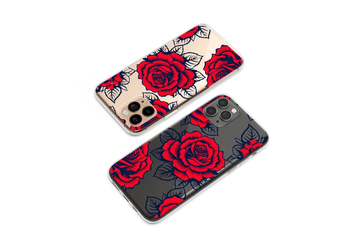 Clear Scarlet Blooms in Midnight Shadow Phone Case iPhone Samsung Cover Pixel 6269 - Image 1