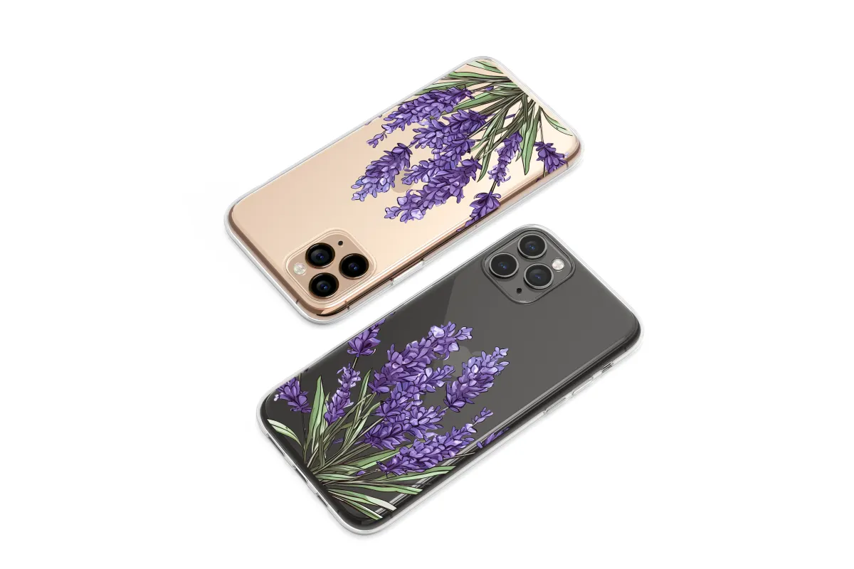 Clear Serene Lavender Garden Bloom Art Phone Case iPhone Samsung Cover Pixel 7256 - Image 1