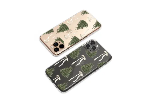 Clear Silent Night Twinkling Tree Art Phone Case iPhone Samsung Cover Pixel 8064