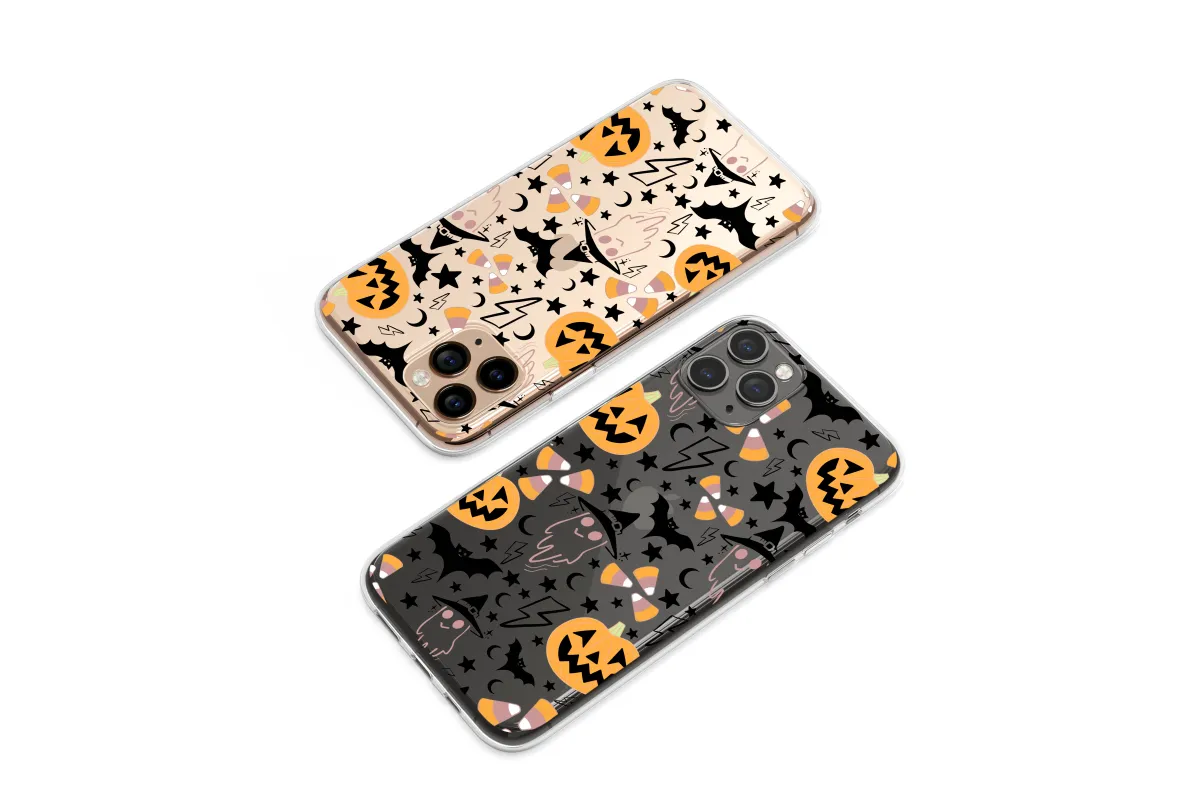 Clear Spooky Sweet Halloween Night Doodle Phone Case iPhone Samsung Cover Pixel 7677 - Image 1