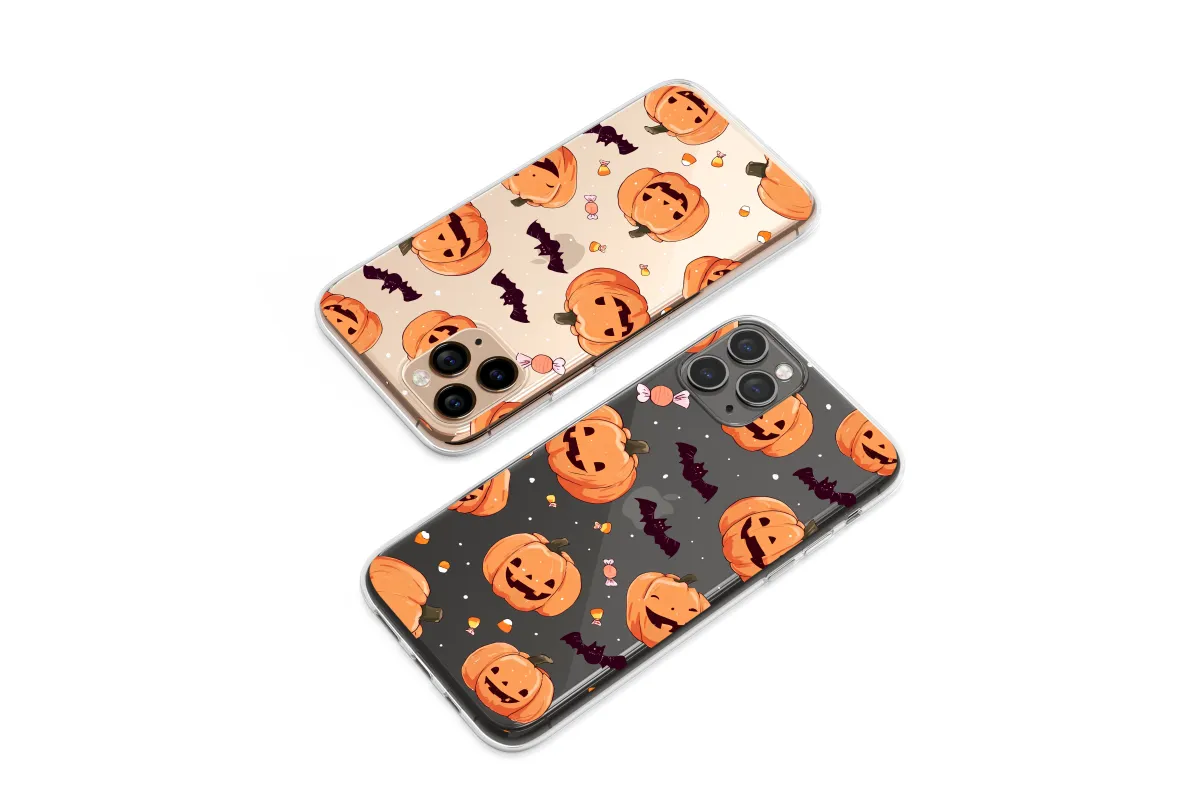 Clear Spooky Sweet Pumpkin Night Art Phone Case iPhone Samsung Cover Pixel 7460 - Image 1