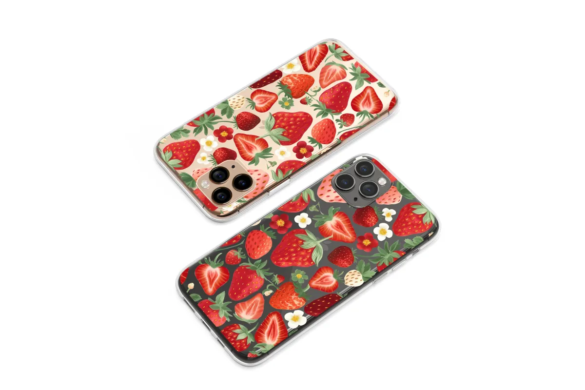 Clear Sweet Strawberry Fields Forever Art Phone Case iPhone Samsung Cover Pixel 7231 - Image 1