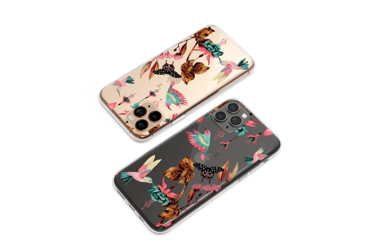 Clear Tropical Glitch Garden Paradise Art Phone Case iPhone Samsung Cover Pixel 7703 - Image 1