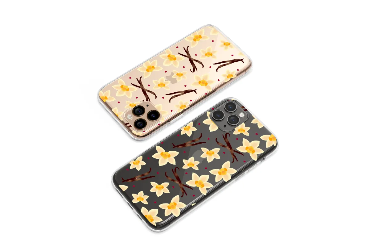 Clear Vanilla Blossom Noir Botanical Pattern Phone Case iPhone Samsung Cover Pixel 7240 - Image 1