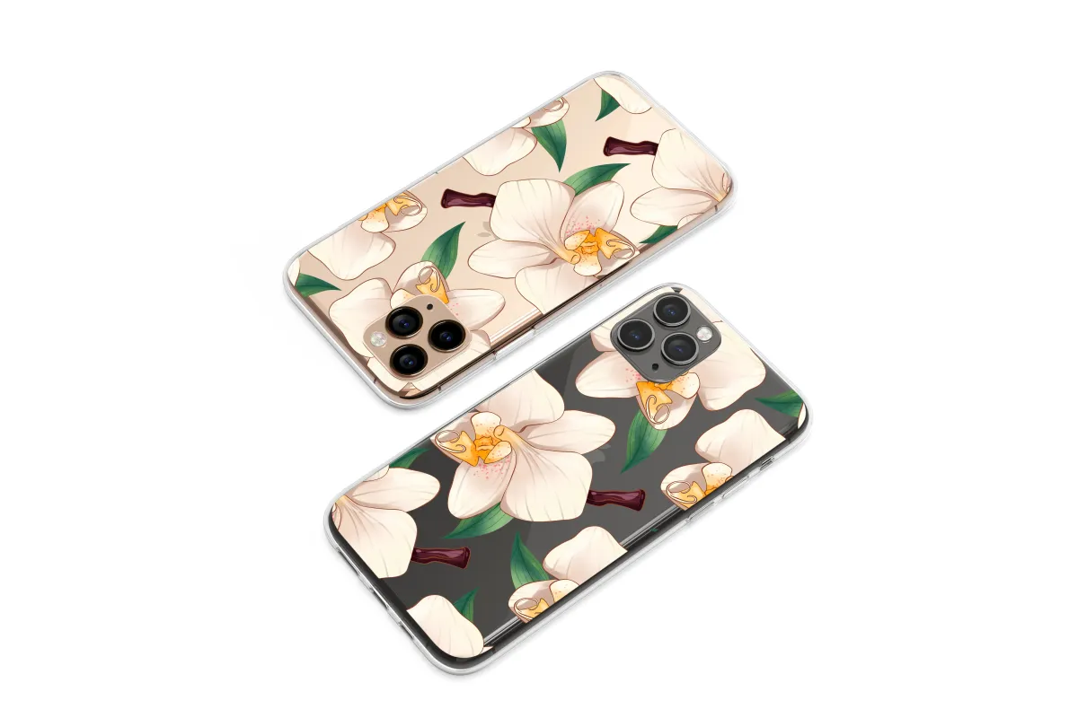Clear Velvet Night Orchid Blossoms Design Phone Case iPhone Samsung Cover Pixel 7012 - Image 1