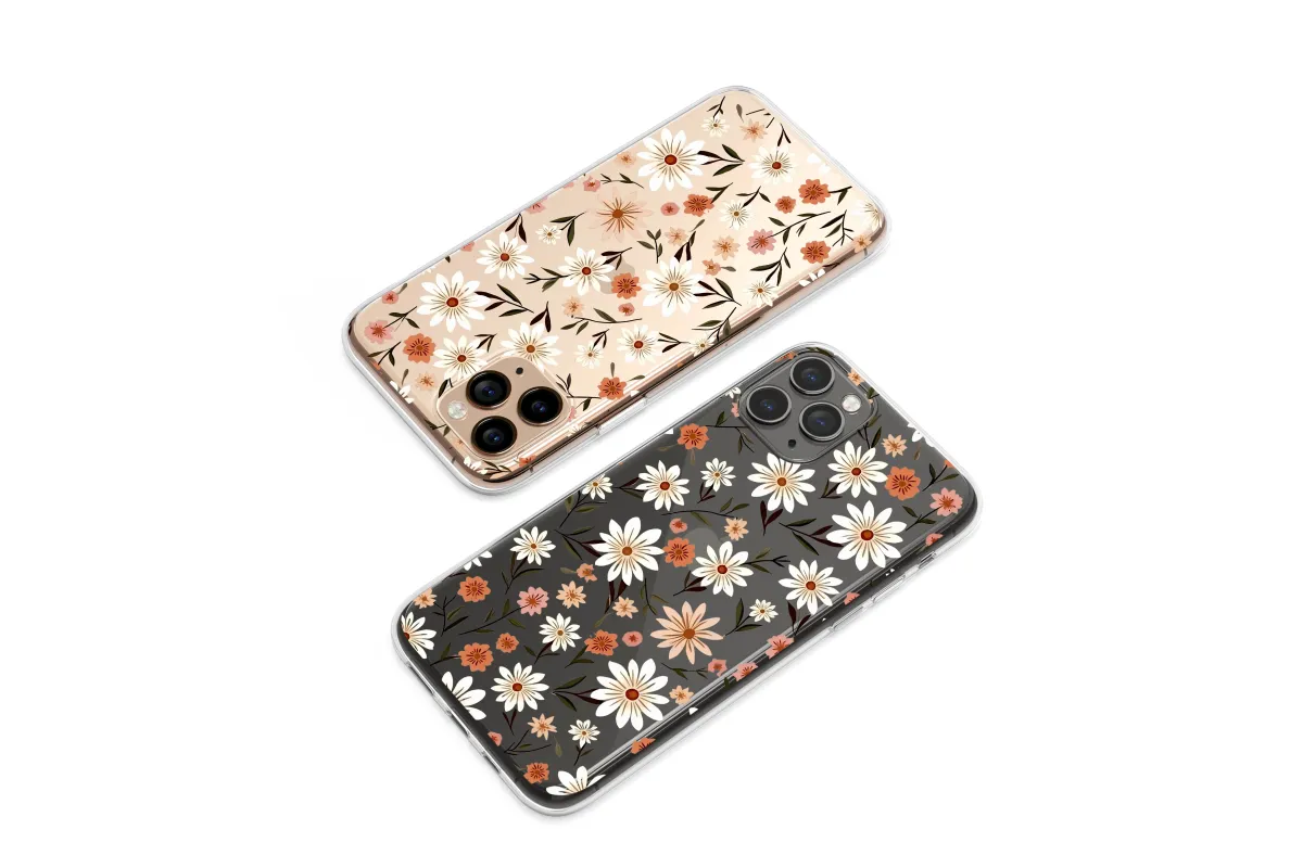 Clear Vintage Midnight Daisy Meadow Pattern Phone Case iPhone Samsung Cover Pixel 7093 - Image 1