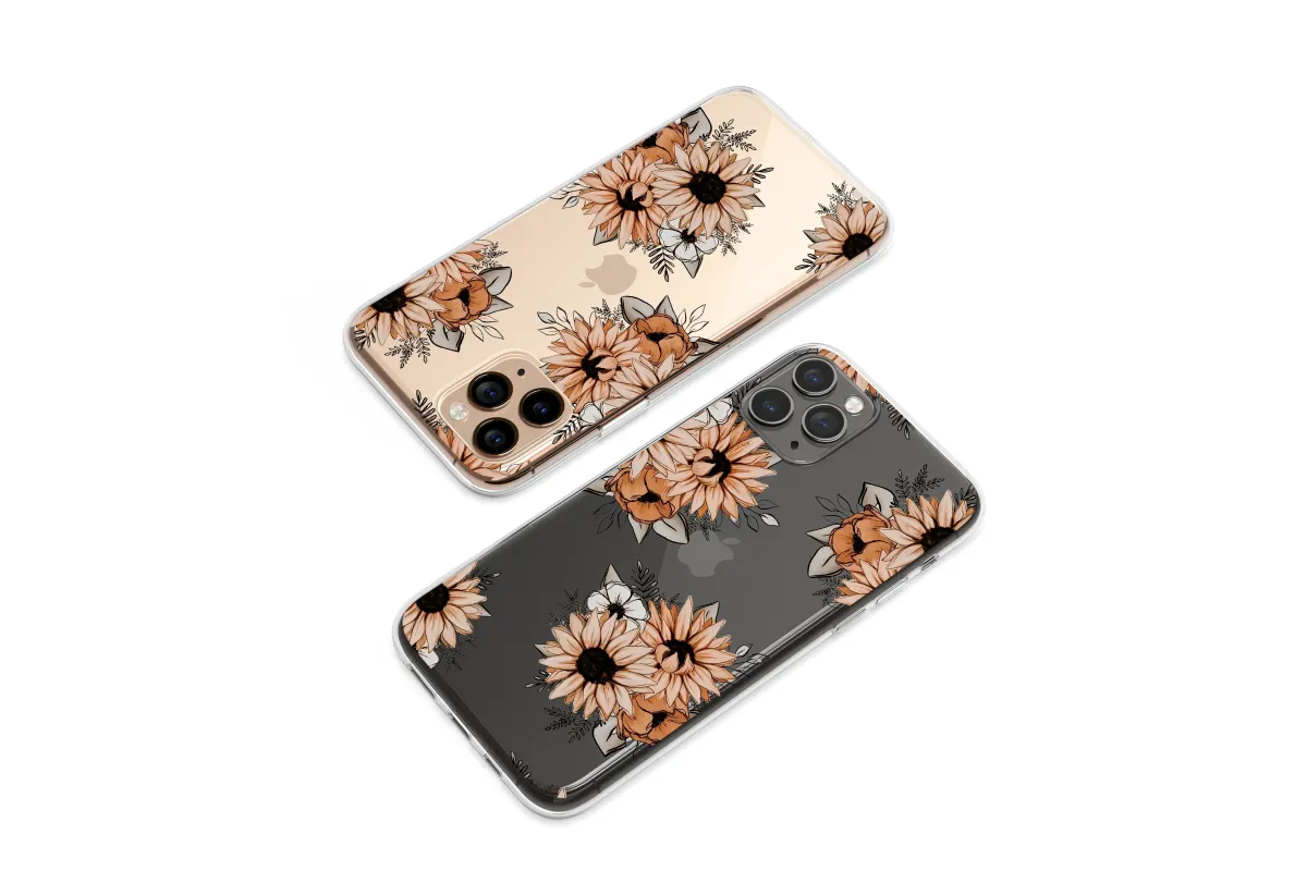Clear Warm Sunflowers in Midnight Ink Phone Case iPhone Samsung Cover Pixel 6506 - Image 1