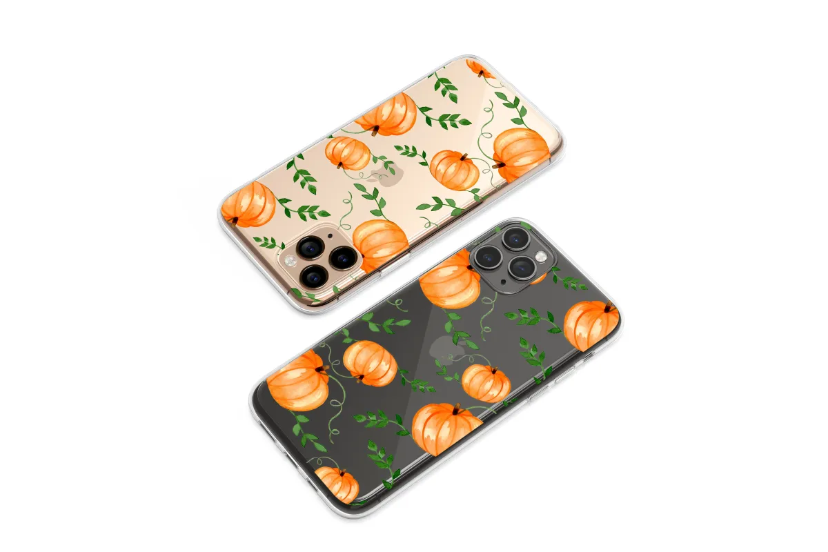 Clear Watercolor Pumpkin Patch Harvest Art Phone Case iPhone Samsung Cover Pixel 7955 - Image 1