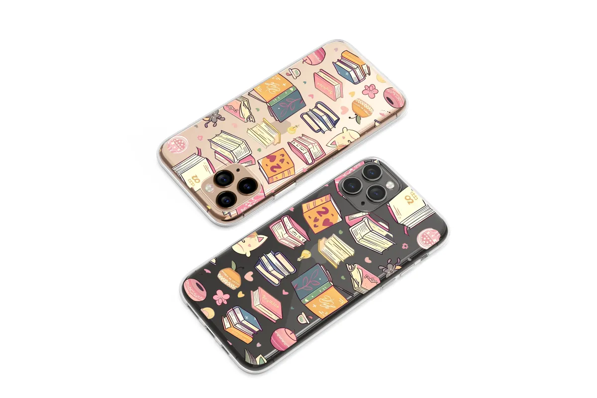 Clear Whimsical Library Dream Illustration Phone Case iPhone Samsung Cover Pixel 7610 - Image 1
